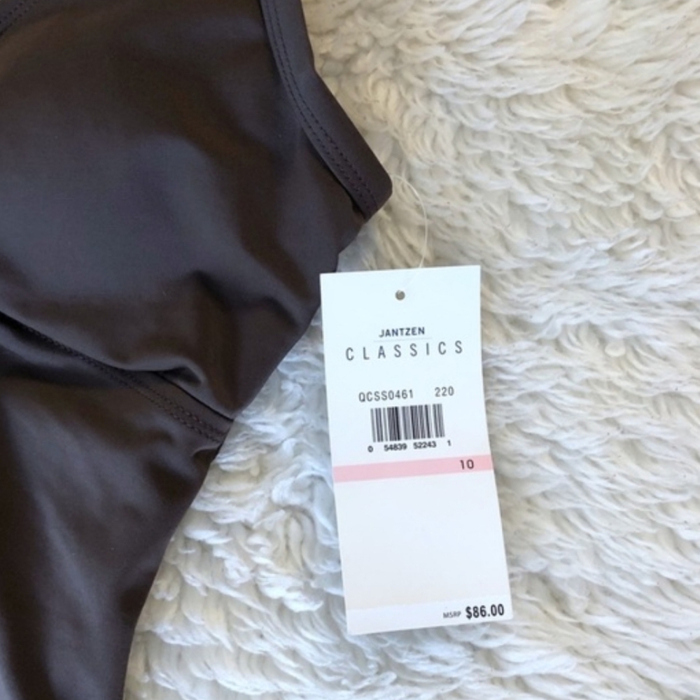 NFS NWT Jantzen Classics Brown One-Piece Swimsuit Slimming Tummy Control - Picture 3 of 9